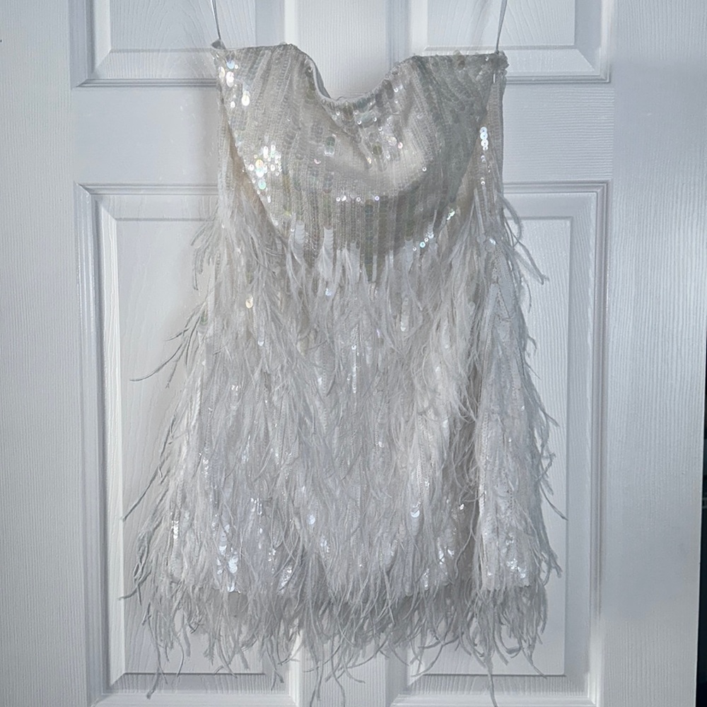 Retrofete Wedding sequin/feather Reception Dress Size M